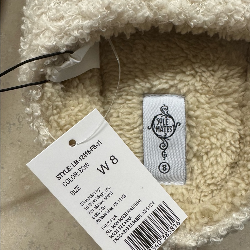 New With Tags Cream and Pink Fuzzy Bow Slippers - Picture 4 of 4